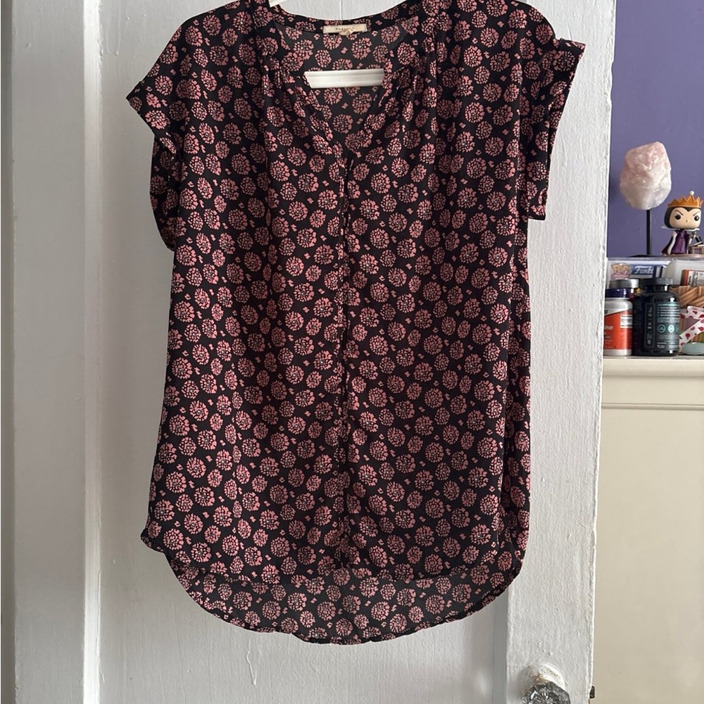 Pleione Red and White Flutter Sleeve Blouse